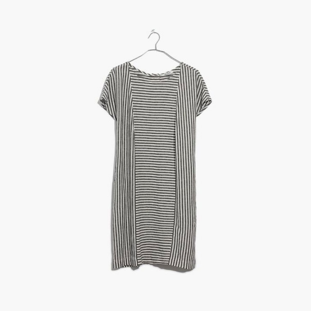 NEW Madewell Stripe-Play Button-Back Tee Dress